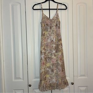 Midi Tan Fall Dress Spaghetti Strap Dress